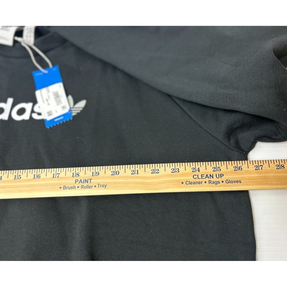 Adidas Originals Mens 2XL Fleece Crew Neck Sweater Black Leaf Logo HR4453 - Picture 6 of 9